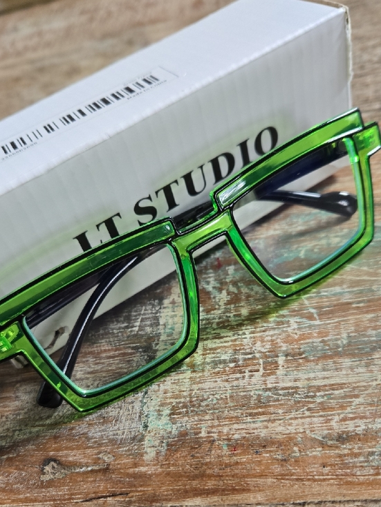 LT STUDIOS Accessories - NIB LT STUDIO Neon Green 2D Cartoon Glasses Square Clear Lens Unisex (BIN 008)